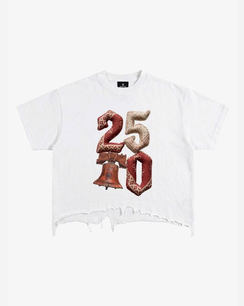Vintage Washed 250 Graphic Distressed Cropped T-Shirt 