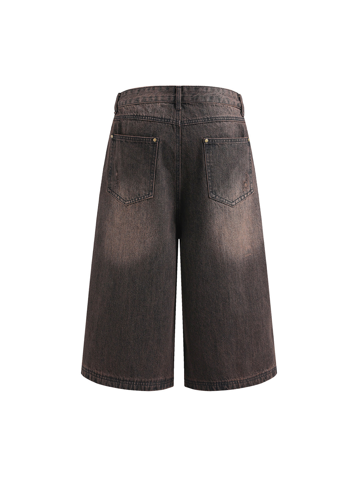 Distressed Washed Denim Cropped Jorts