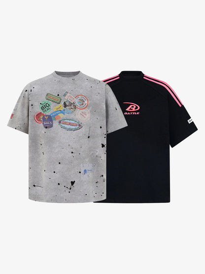 Retro Fun Print T-Shirt Set 