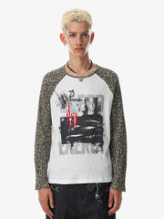Leopard Graffiti Waffle Long Sleeve Tee