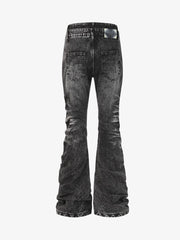 Cross-Over Layered Heavyweight Washed Jeans