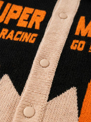 Vintage Racing Graphic Jacquard Knit Polo Sweater