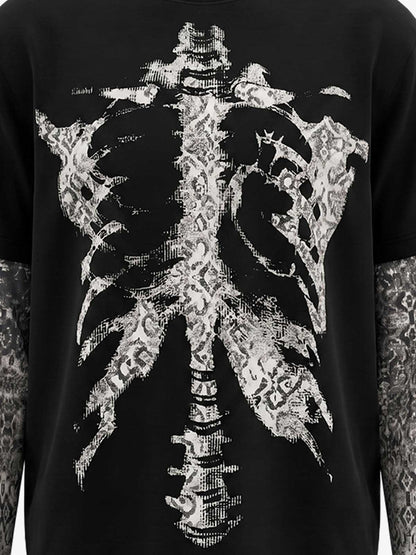 Skull Ribcage Graphic Oversized Tee