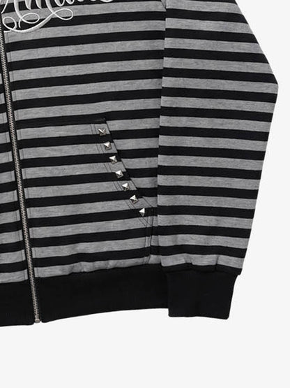 Striped Faux Fur Hoodie