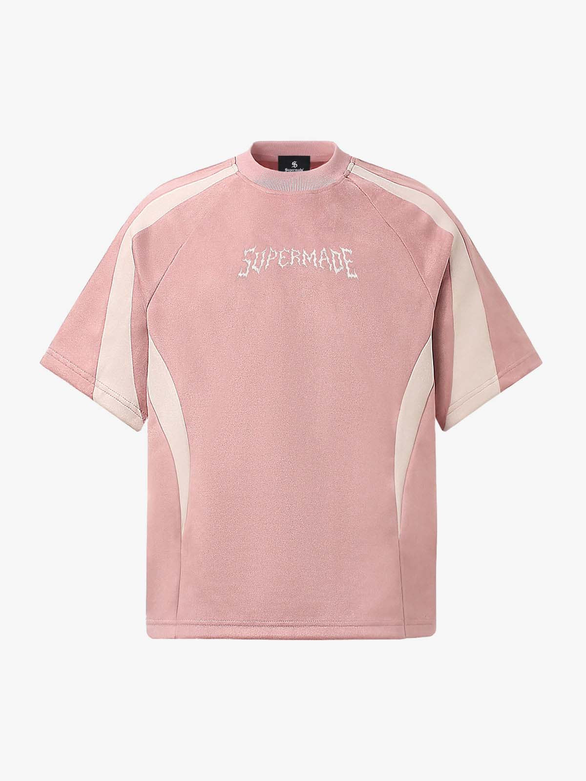 Suede Panel Embroidered Logo Short Sleeve T-Shirt 