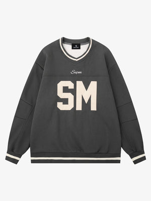 Appliqué Logo V-Neck Sweatshirt