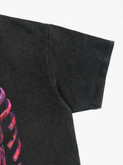 Skull Graphic Brushed Distressed Cropped Tee