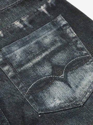 Digital 3D Graphic Distressed Denim Jeans
