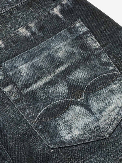 Digital 3D Graphic Distressed Denim Jeans