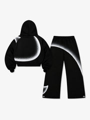 Curved Stripe Zip Hoodie & Wide-Leg Sweatpants Set