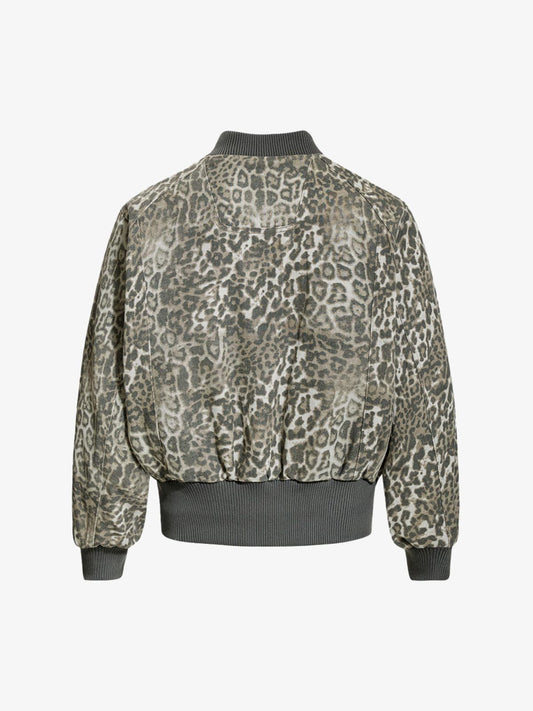 Vintage Leopard Print Bomber Jacket 