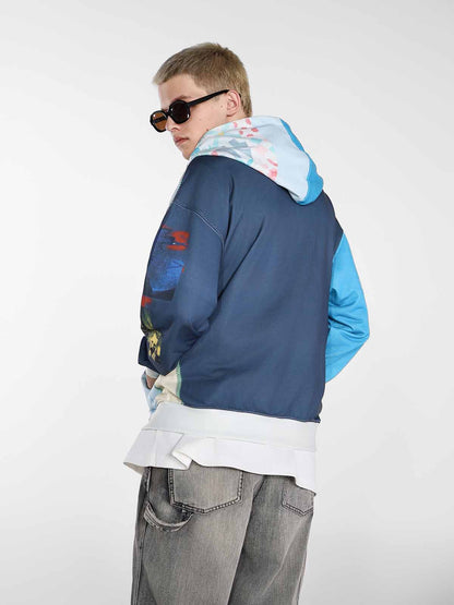 Stylish Graphic Hoodie with Unique Patchwork Design for Men 