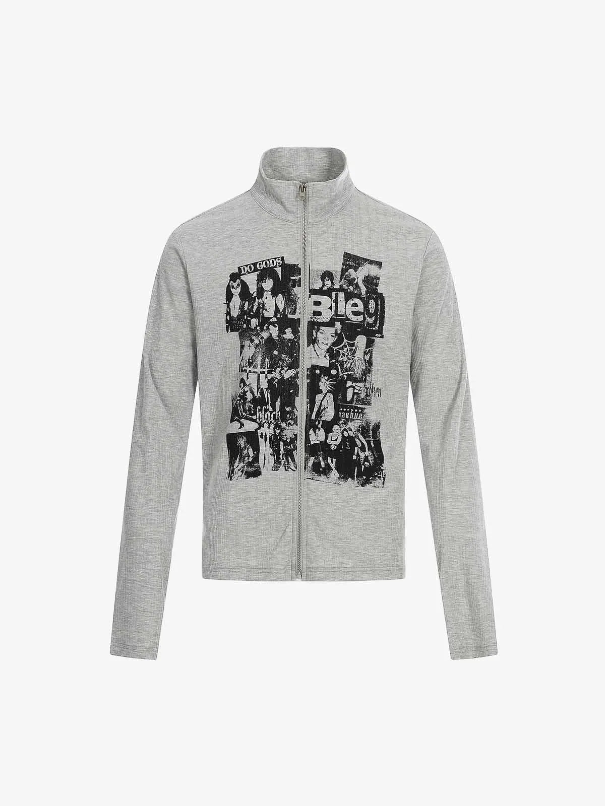 Retro Punk Print Knit Cardigan Long Sleeve Top 