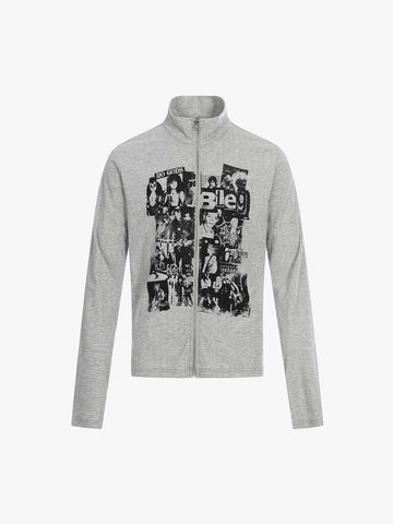 Retro Punk Print Knit Cardigan Long Sleeve Top 