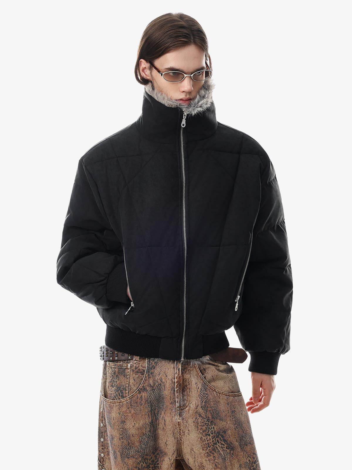 Faux-Fur Trim Quilted Puffer Coat