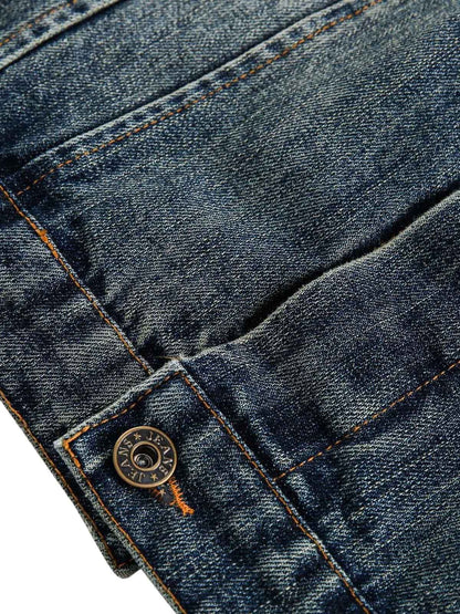 Retro Washed Workwear Denim Hooded Jacket 