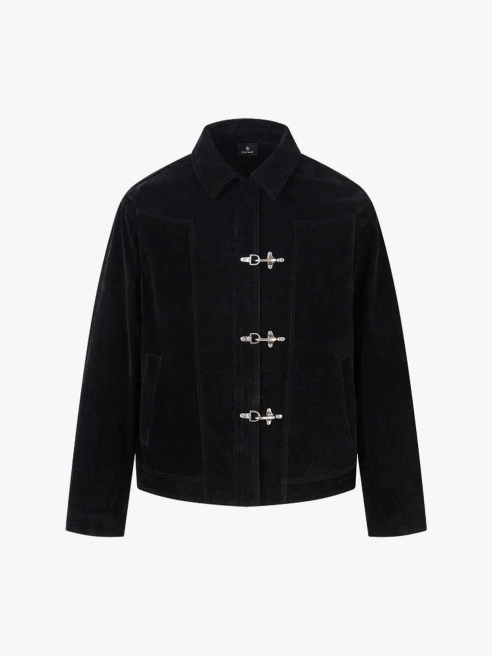 Retro Unique Metal Button Lapel Suede Bomber Jacket - 2538 