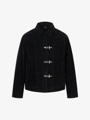 Retro Unique Metal Button Lapel Suede Bomber Jacket - 2538 
