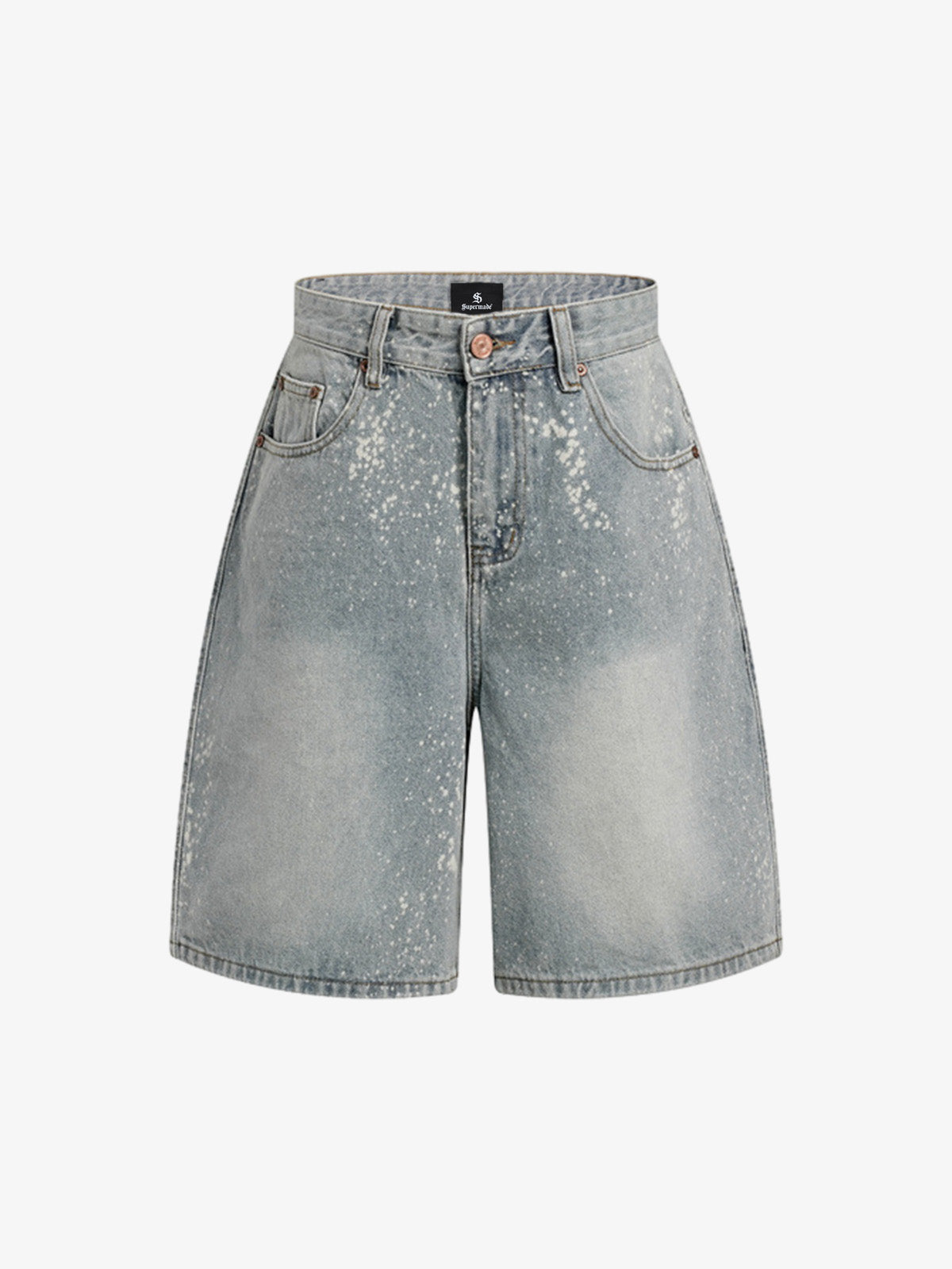 Splatter Washed Denim Shorts 