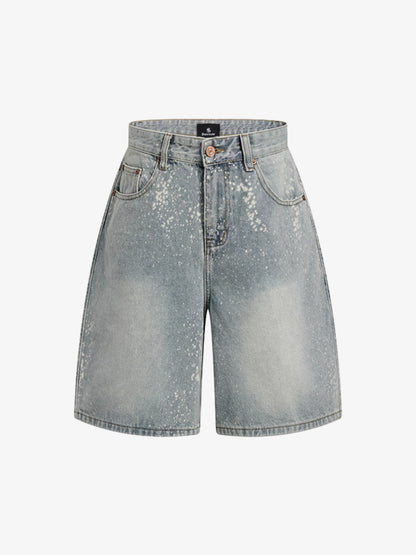 Splatter Washed Denim Shorts