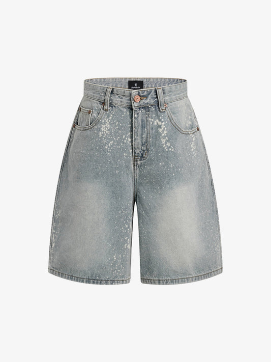 Splatter Washed Denim Shorts