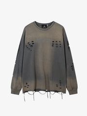 Gradient Washed Ripped Casual Sweatshirt 