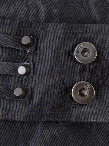 Thesupermade Metallic Studded Embroidery Belt Mini Skirt