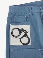 Supermade Multi-Element Appliqué Patchwork Denim Suit - 2593 
