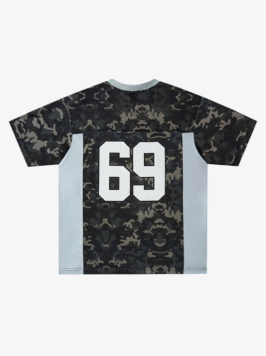 Camo Patchwork Mesh Jersey Sleeve T-Shirt