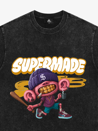 Thesupermade Cartoon Graffiti Baseball Cool Boy T-shirt 