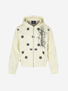 Polka Dot Logo Embroidered Cross Appliqué Zip Hoodie
