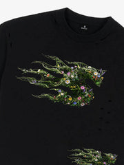 Distressed Abstract Floral Graphic Street T-Shirt 