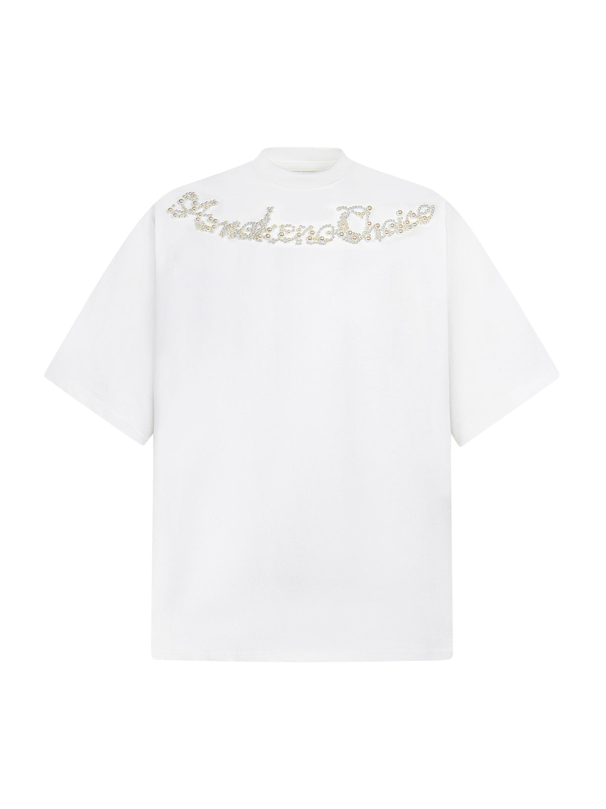 Retro Embroidery Beaded Letter Print T-shirt