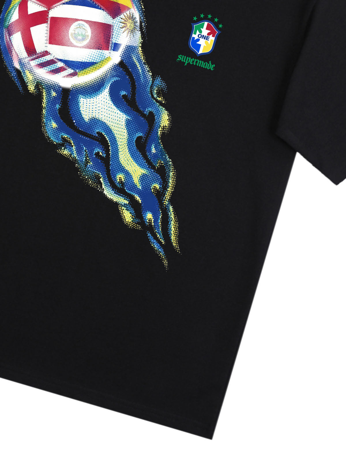 Cotton Football Flag Graphic T-Shirt for Men - Oversized Casual Streetwear with World Cup Design 