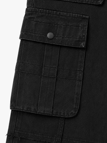 Cross Fringe Utility Denim Pants