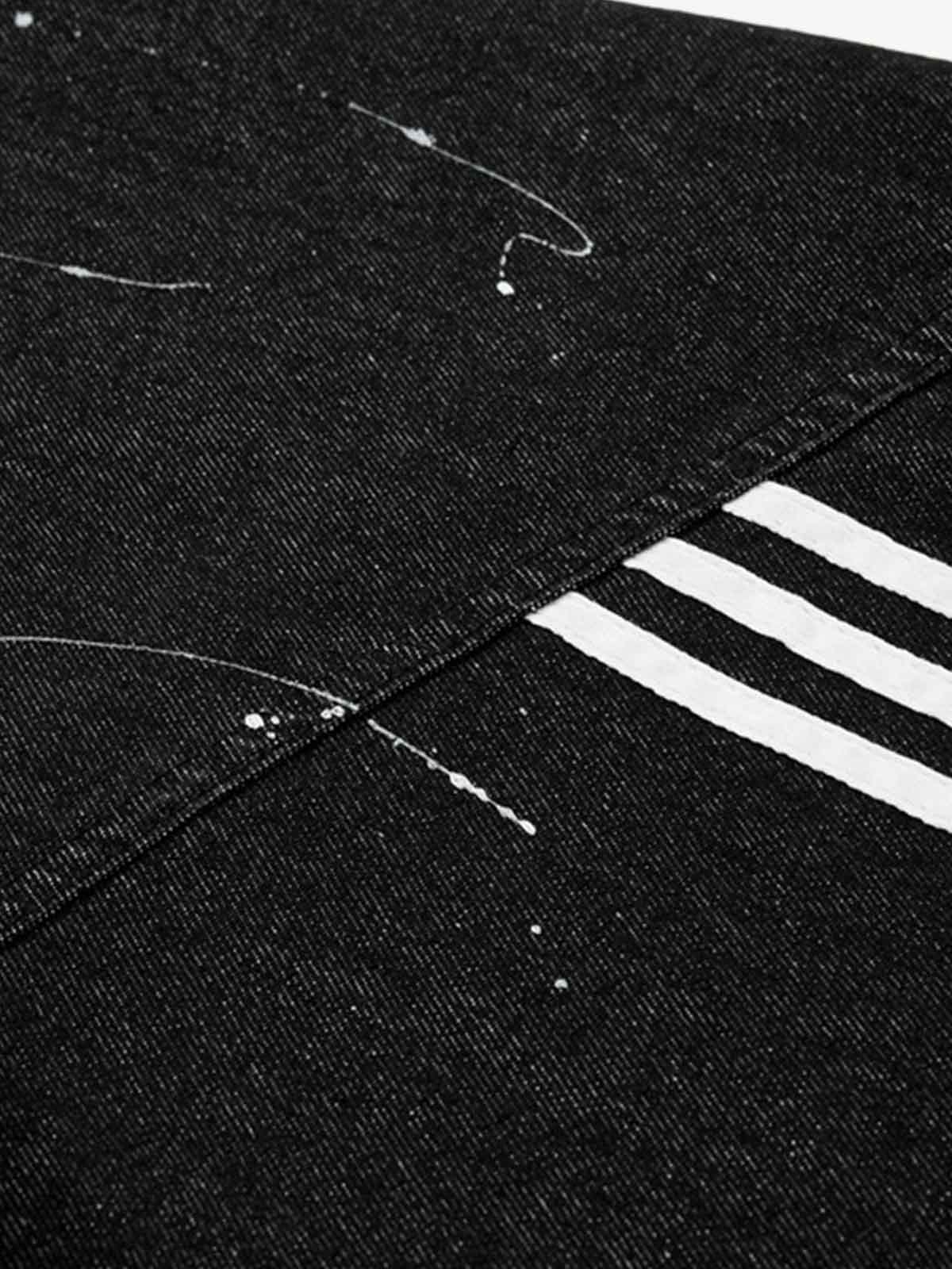 Paint Splatter Stripe Panel Barrel Jeans