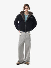 Faux-Fur Lined Multi-Zip Hooded Coat