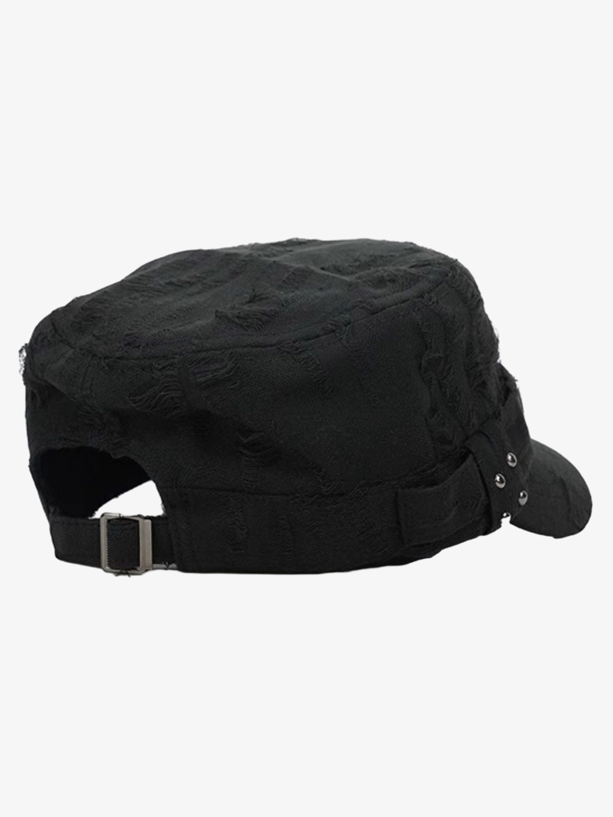 Distressed Stud Detail Cotton Flat Top Cap 