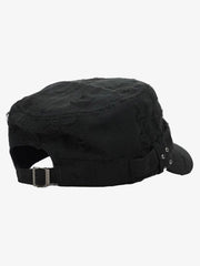 Distressed Stud Detail Cotton Flat Top Cap 