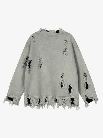 Distressed Photo Patch Oversized Knit Sweater