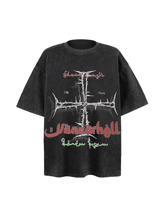 Street Cross Print T-Shirt 