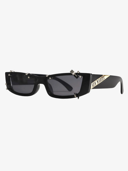 Punk-Style Rivet Small Square Sunglasses
