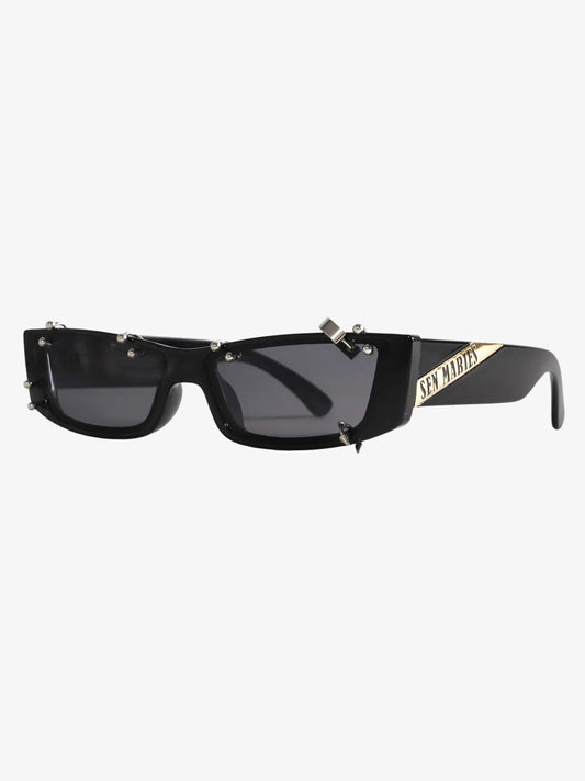 Punk-Style Rivet Small Square Sunglasses