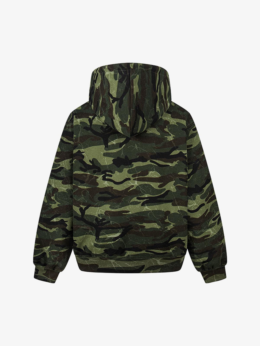 Camo Waffle-Knit Hoodie; Classic Camouflage / M, Classic Camouflage / L, Classic Camouflage / XL