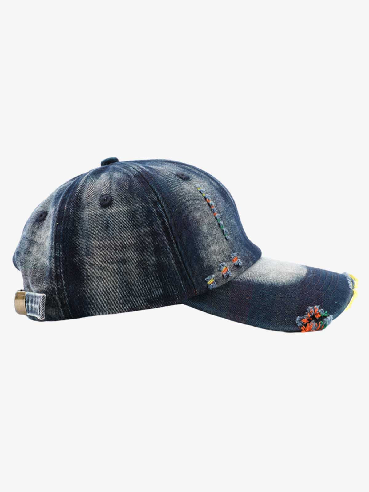 Vintage Washed Distressed Denim Baseball Cap 