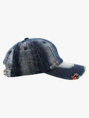 Vintage Washed Distressed Denim Baseball Cap 