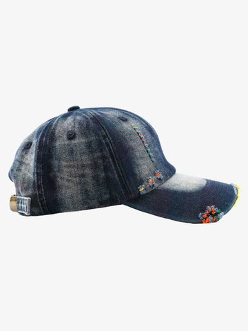 Vintage Washed Distressed Denim Baseball Cap 