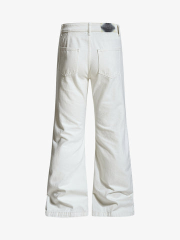 Embroidered Horse Wide Leg Denim Flare Jeans 