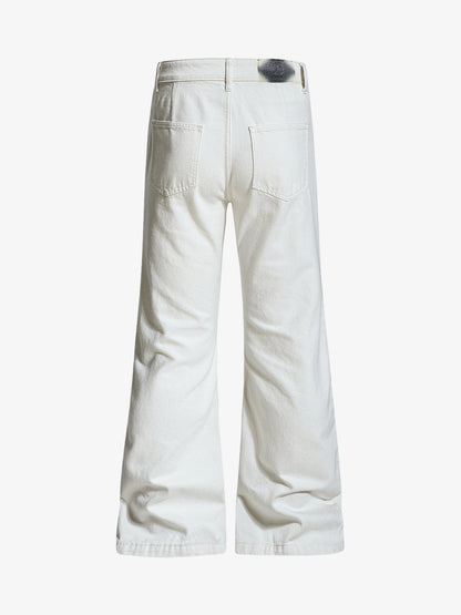 Embroidered Horse Wide Leg Denim Flare Jeans 