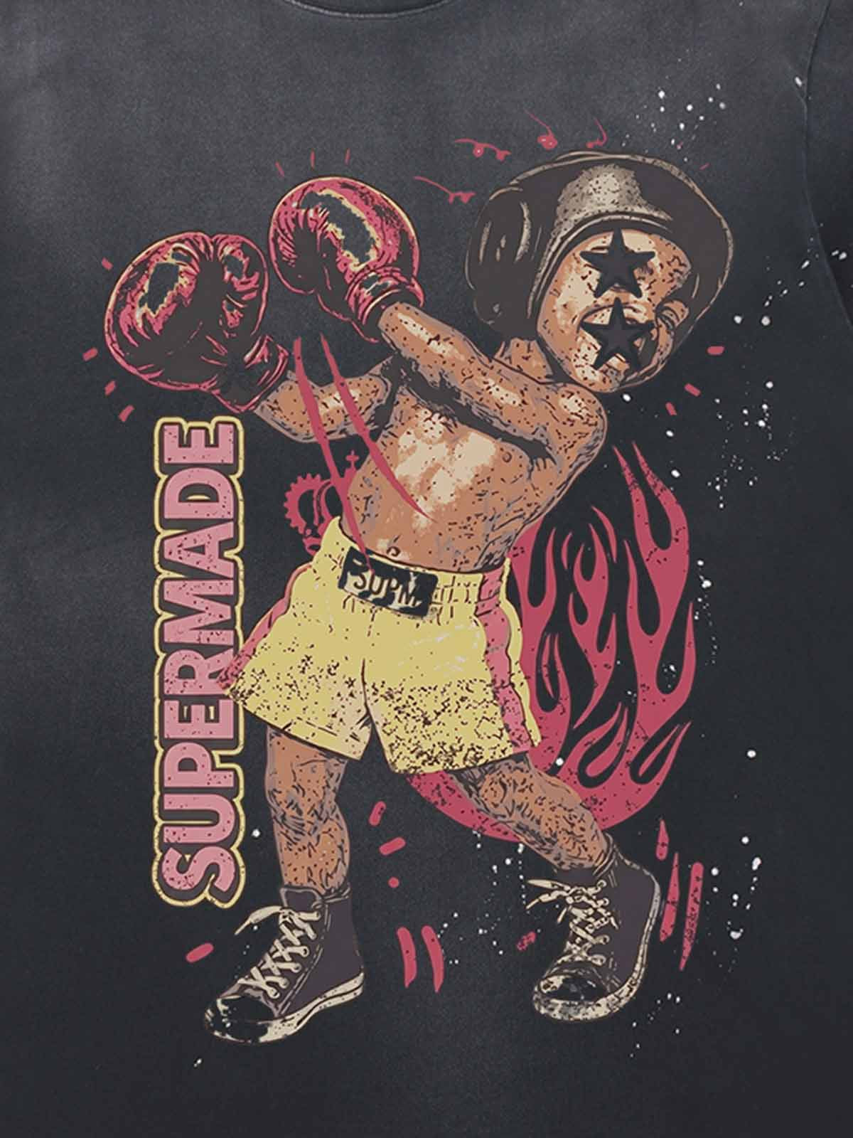 T-shirt oversize con grafica da boxe